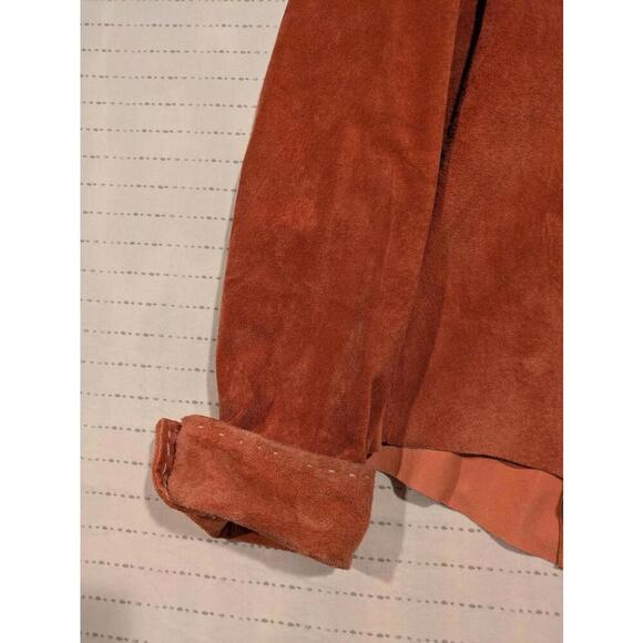 Brandon Thomas Suede Leather Button-Up Shirt in Rustic Orange Mens XL Polyester - Picture 5 of 12